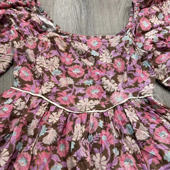 Saltwater Luxe Layla Floral Puff Sleeve Smocked Peasant Mini Dress sz XS Pink - Picture 3 of 11